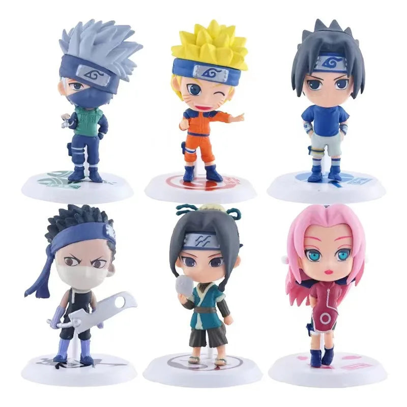 Conjunto de Figuras Naruto - 6 Personagens (7-9cm) com Base Exclusiva