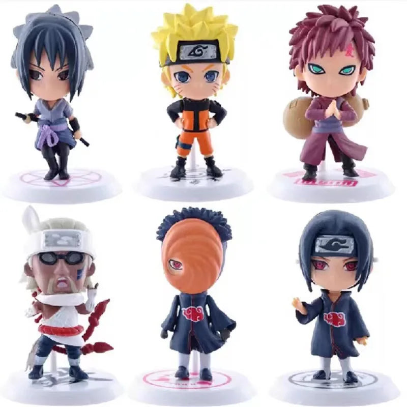 Conjunto de Figuras Naruto - 6 Personagens (7-9cm) com Base Exclusiva