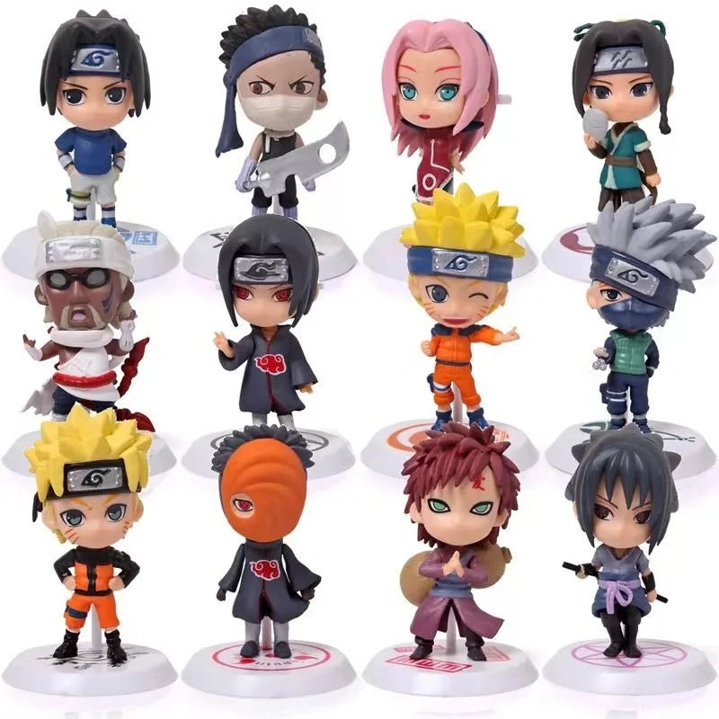 Conjunto de Figuras Naruto - 6 Personagens (7-9cm) com Base Exclusiva