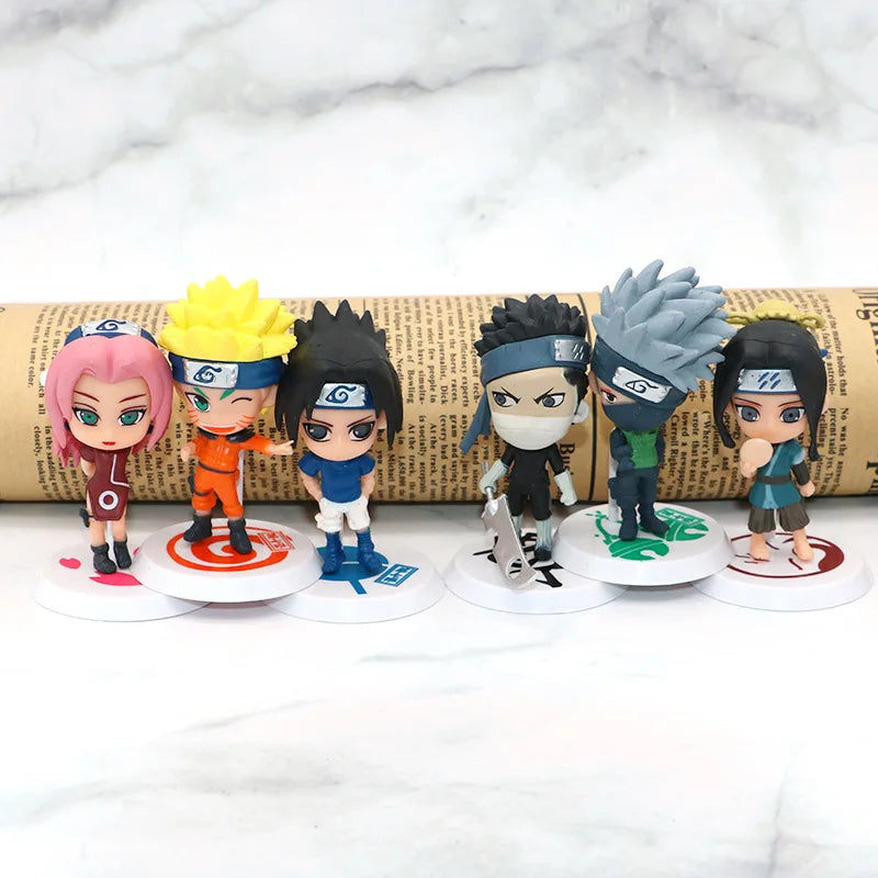 Conjunto de Figuras Naruto - 6 Personagens (7-9cm) com Base Exclusiva